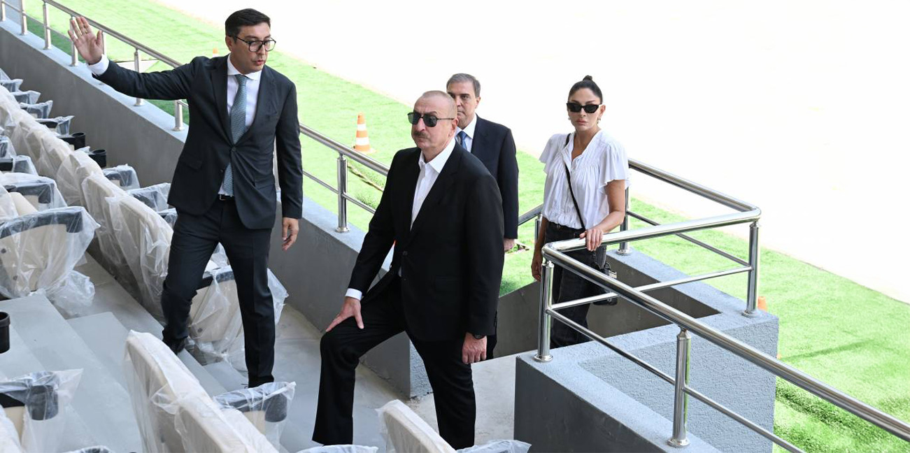 Ilham Aliyev and First Lady Mehriban Aliyeva inspected construction progress at Ganja city stadium
